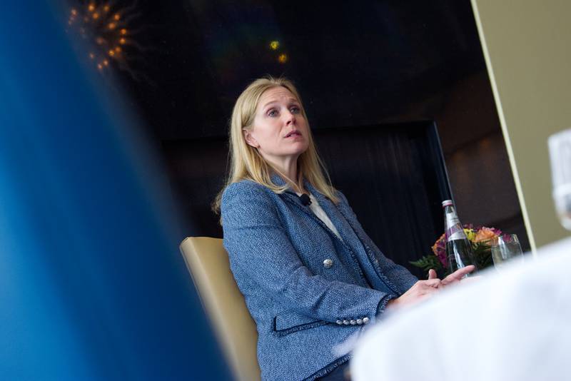 Lauren Knausenberger, chief information officer at the Department of the Air Force, listens to a question Feb. 28, 2023, at an event hosted by Billington Cybersecurity.