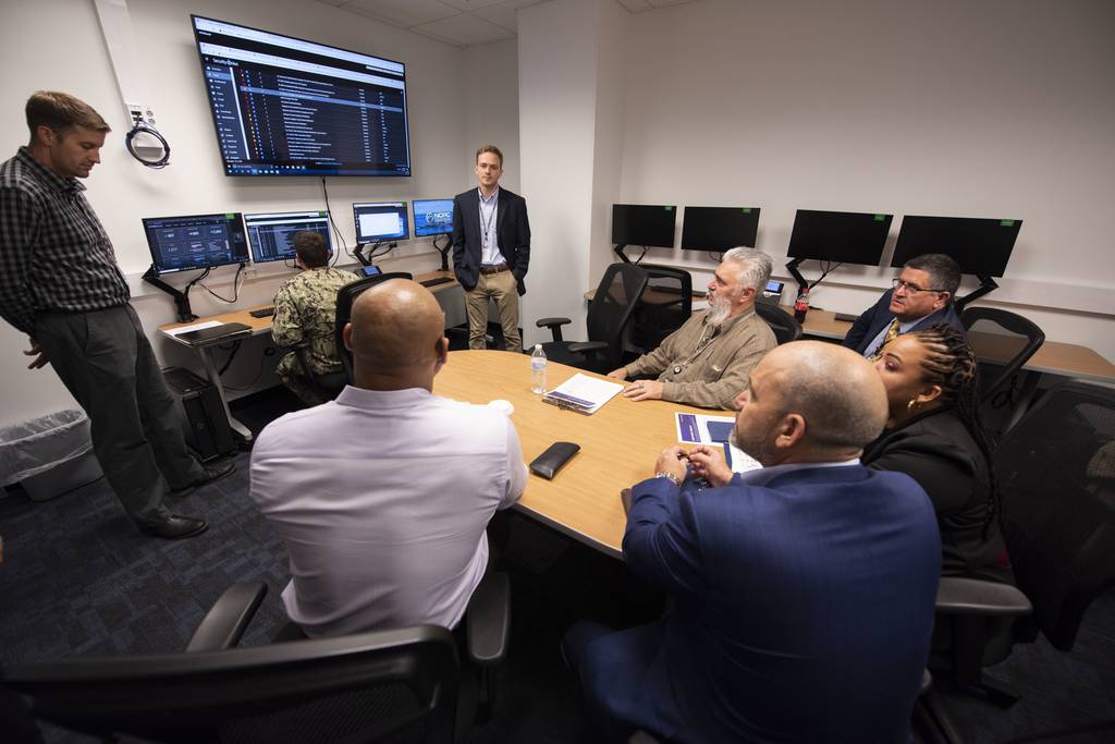 Vendors demonstrate their technologies at Naval Information Warfare Center Atlantic headquarters during an Advanced Naval Technology Exercise, or ANTX, that concluded Sept. 16, 2022.