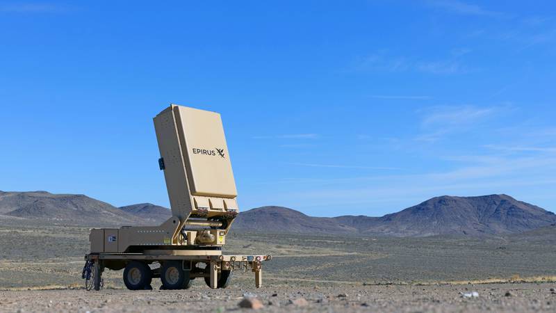 Pictured is the Epirus Leonidas, a counter-drone and counter-electronics high-power microwave system.
