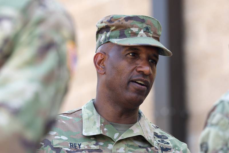 U.S. Army Brig. Gen. Jeth Rey, the director of the Network Cross-Functional Team, pictured here in August 2022 during an event in Delaware.