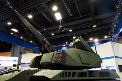 American Rheinmetall unveiled a 30mm cannon aboard a robotic combat vehicle — pictured here — during the 2023 Association of the U.S. Army convention in Washington, D.C.