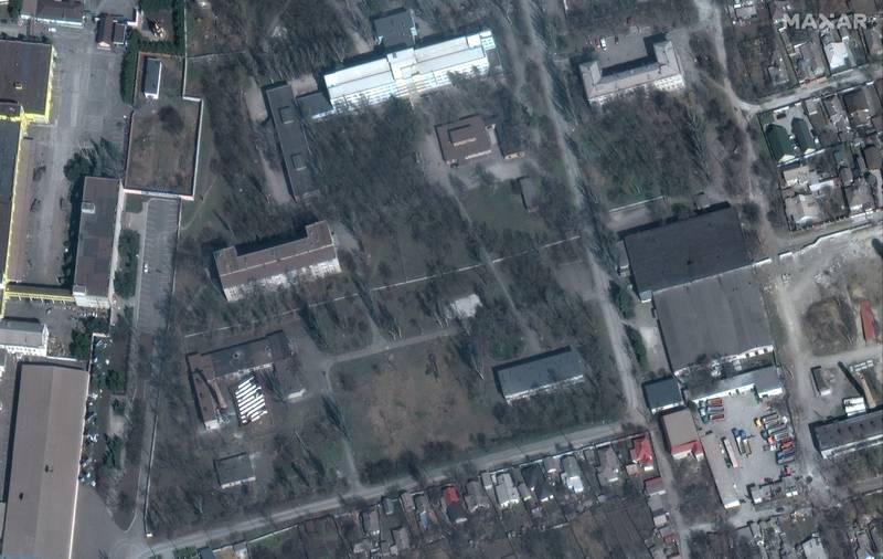 Satellite image shows an area in prior to construction of a Russian military facility in Mariupol, Ukraine, March 29, 2022.