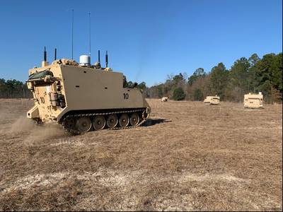 Soldiers assigned to the "Can Do Battalion" test and provide feedback on network equipment during the U.S. Army’s three-week pilot at Fort Stewart, Georgia, in February 2022.