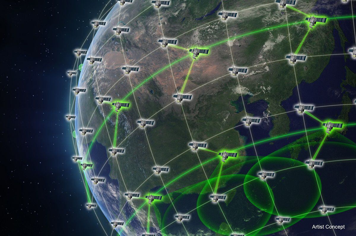 Telecommunication satellites transmit and broadcast digital