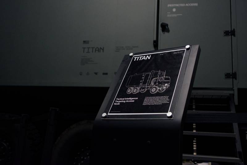 Palantir's TITAN is seen Oct. 12, 2022, on the show floor at the Association of the U.S. Army annual conference in Washington, D.C.